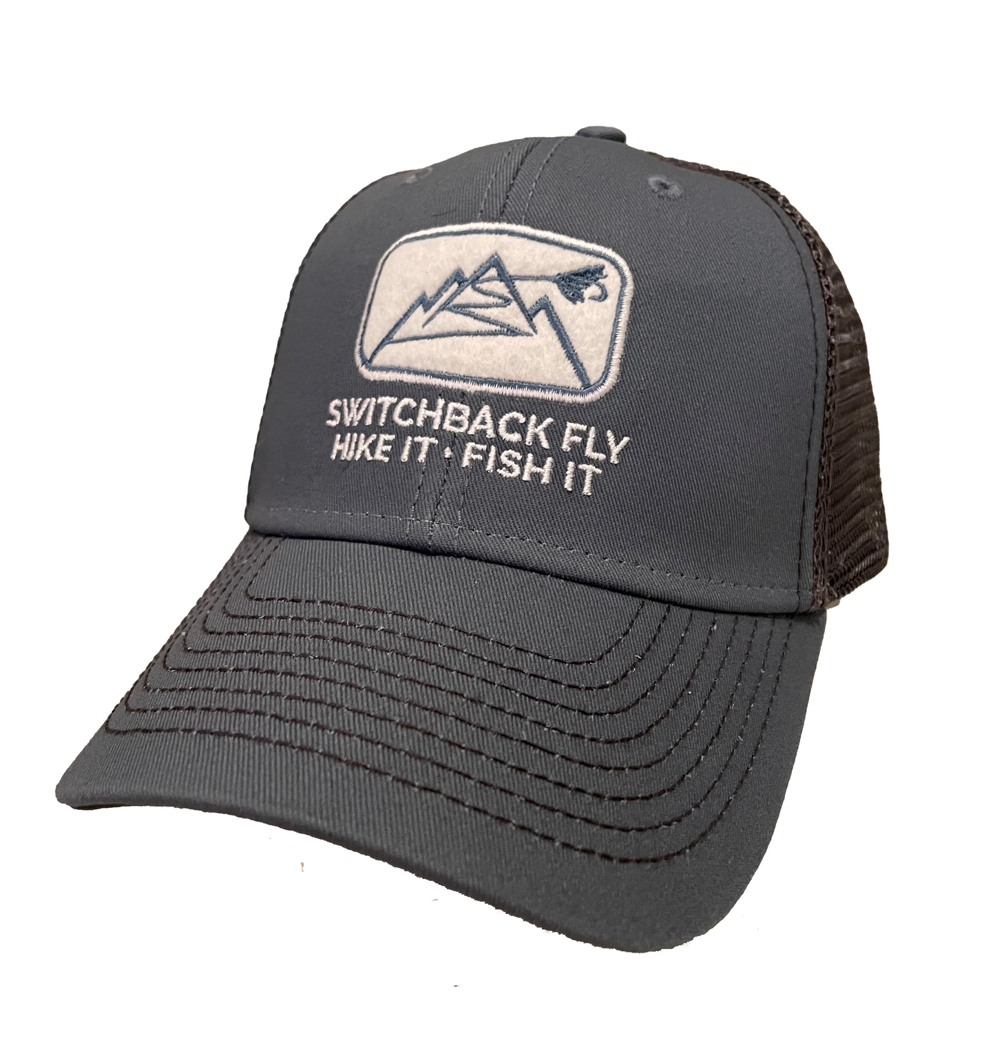 Switchback Fly Logo Trucker Hat Steel/Dark Gray