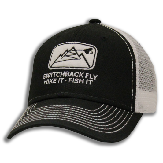 Switchback Fly Logo Trucker Hat Black/White