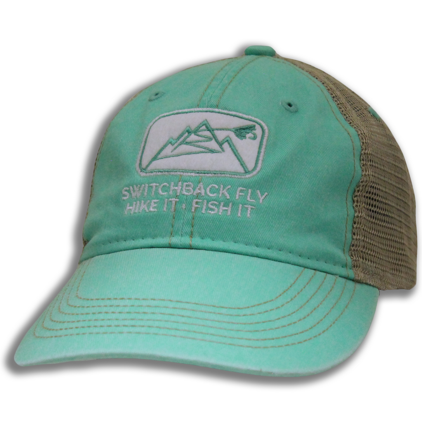 Switchback Fly Logo Unstructured Hat Catalina Green/Khaki