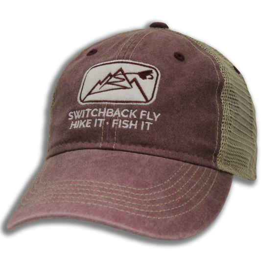 Switchback Fly Logo Unstructured Hat Burnt Henna/Khaki